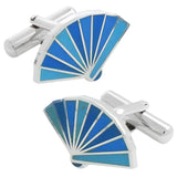 Japanese Fan Cloisonné Sterling Silver Cufflinks