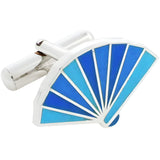 Japanese Fan Cloisonné Sterling Silver Cufflinks