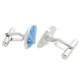 Japanese Fan Cloisonné Sterling Silver Cufflinks