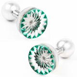 Edo Kiriko Kiku Green Cufflinks