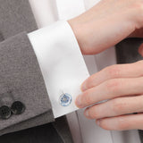 Edo Kiriko Kiku Light Blue Cufflinks