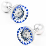 Edo Kiriko Kiku Blue Cufflinks