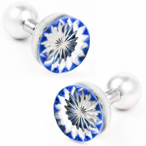 Edo Kiriko Kiku Blue Cufflinks