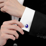 Hokusai Wave Cufflinks & Tie Clip Set - Blue