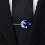 Hokusai Wave Cufflinks & Tie Clip Set - Blue