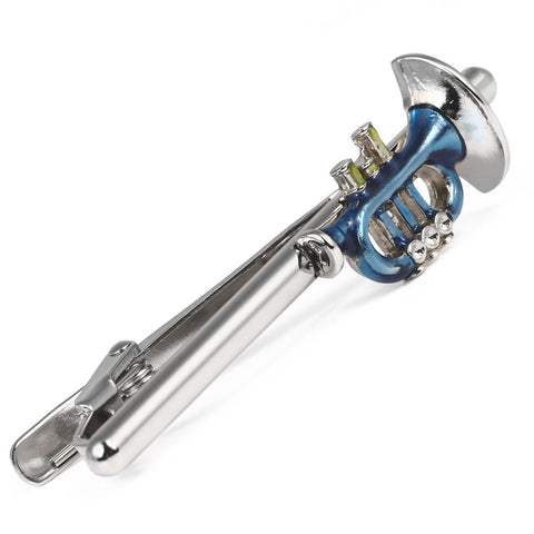 Blue Trmpet Tie Clip