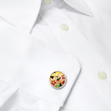 Sakura Yellow CufflinksCufflinks made by Ando Shippo AKA Ando Cloisonne since 1880. Wear the Japanese Imperial Warrant of Appointment Cufflinks. They also are perfect gifts for groomsmen, friends, and husbands! These Cufflinks are hand made in Japan from high-quality sturdy rhodium with Cloisonne. The cufflinks will come in a beautiful cufflink box.