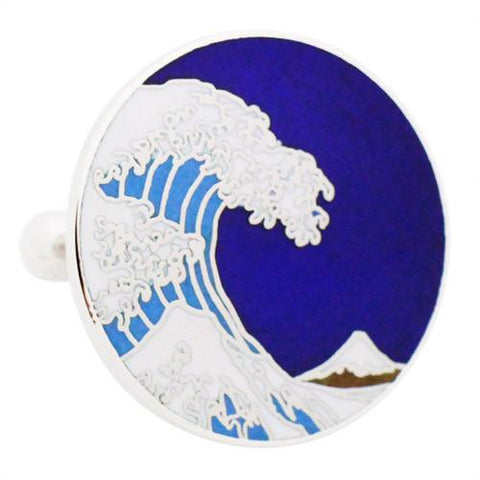 Hokusai Wave Cufflinks The Great Wave off Kanagawaby the Japanese ukiyo-e artist Hokusai. It was published sometime between 1829 and 1833 in the late Edo period as the first print in Hokusai's series Tokyo Shippo ( Tokyo Cloisonne) made waves into cufflinks. Wear your Hokusai Wave Cufflinks by Tokyo Shippo. They also are perfect gifts for groomsmen, friends, and husbands! These Cufflinks are hand made in Japan from high-quality sturdy rhodium.