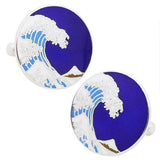 Hokusai Wave Cufflinks The Great Wave off Kanagawaby the Japanese ukiyo-e artist Hokusai. It was published sometime between 1829 and 1833 in the late Edo period as the first print in Hokusai's series Tokyo Shippo ( Tokyo Cloisonne) made waves into cufflinks. Wear your Hokusai Wave Cufflinks by Tokyo Shippo. They also are perfect gifts for groomsmen, friends, and husbands! These Cufflinks are hand made in Japan from high-quality sturdy rhodium.
