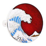Hokusai Wave Cufflinks The Great Wave off Kanagawa by the Japanese ukiyo-e artist Hokusai. It was published sometime between 1829 and 1833 in the late Edo period as the first print in Hokusai's series Tokyo Shippo ( Tokyo Cloisonne) made waves into cufflinks. Wear your Hokusai Wave Cufflinks by Tokyo Shippo. They also are perfect gifts for groomsmen, friends, and husbands! These Cufflinks are hand made in Japan from high-quality sturdy rhodium.