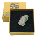 Kappa Lapel Pins Yokai associated with water whose folklore is found throughout Japan. At Sumida River, there is a story that Kappa was caught as it was trying to drag a horse into the water to use its tail hair for fishing. Yoshiwara and other places favored Kappa because it brings people into the water, or into there business.
