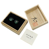 Edokiriko Cufflinks by Shuseki These Cufflinks are hand made in Japan from using Crystal Glass and high-quality sturdy rhodium. The cufflinks will come in a beautiful wooden cufflink box.