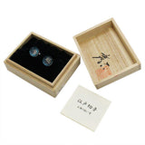 Edokiriko Cufflinks by Shuseki These Cufflinks are hand made in Japan from using Crystal Glass and high-quality sturdy rhodium. The cufflinks will come in a beautiful wooden cufflink box. 