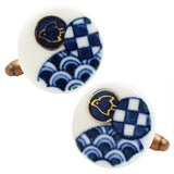 Nakagawa Pottery Cufflinks Chidori & Check & Wave CufflinksWear your Unique Pottery Cufflinks by Hikari Nakagawa. They also are perfect gifts for groomsmen, friends, and husbands! Hikari made a new style, mixing with classic Japanese Design and Pop art. These Cufflinks are hand made in Japan. The cufflinks will come in a beautiful cufflink box.