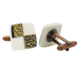 Nakagawa Pottery Cufflinks Chidori & Check & Wave CufflinksWear your Unique Pottery Cufflinks by Hikari Nakagawa. They also are perfect gifts for groomsmen, friends, and husbands! Hikari made a new style, mixing with classic Japanese Design and Pop art. These Cufflinks are hand made in Japan. The cufflinks will come in a beautiful cufflink box.