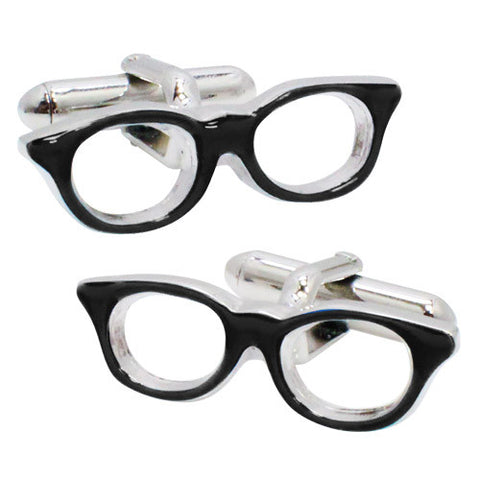 Black Glasses Cufflinks. Wear your Black Glasses Cufflinks by Tokyo Cufflinks. They also are perfect gifts for groomsmen, friends, and husbands! These Cufflinks are hand made in Japan from high-quality sturdy rhodium. The cufflinks will come in a beautiful cufflink box.