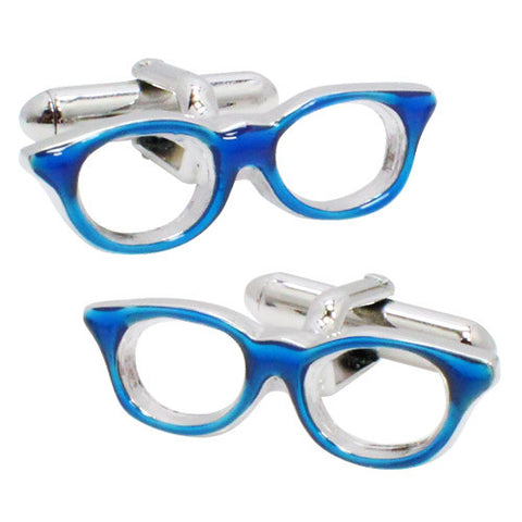 Blue Border Glasses Cufflinks. Wear your Blue Border Glasses Cufflinks by Tokyo Cufflinks. They also are perfect gifts for groomsmen, friends, and husbands! These Cufflinks are hand made in Japan from high-quality sturdy rhodium. The cufflinks will come in a beautiful cufflink box.