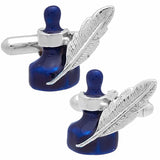 Silver & Blue Ink Cufflinks. Wear your Silver & Blue Ink Cufflinks by Tokyo Cufflinks. They also are perfect gifts for groomsmen, friends, and husbands! These Cufflinks are hand made in Japan from high-quality sturdy rhodium. The cufflinks will come in a beautiful cufflink box.