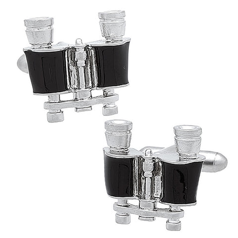 Silver Binoculars Cufflinks. Wear your Silver Binoculars Cufflinks by Tokyo Cufflinks. They also are perfect gifts for groomsmen, friends, and husbands! These Cufflinks are hand made in Japan from high-quality sturdy rhodium. The cufflinks will come in a beautiful cufflink box.