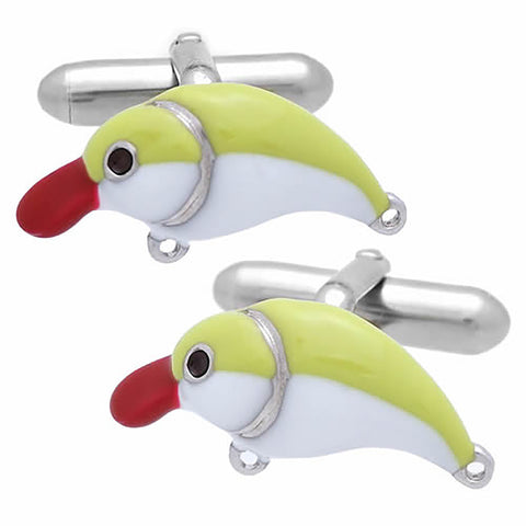 Fishing Lure Cufflinks. Wear your Fishing Lure Cufflinks by Tokyo Cufflinks. They also are perfect gifts for groomsmen, friends, and husbands! These Cufflinks are hand made in Japan from high-quality sturdy rhodium. The cufflinks will come in a beautiful cufflink box.