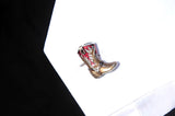 Red Western Boots Cufflinks. Wear your Red Western Boots Cufflinks by Tokyo Cufflinks. They also are perfect gifts for groomsmen, friends, and husbands! These Cufflinks are hand made in Japan from high-quality sturdy rhodium. The cufflinks will come in a beautiful cufflink box.