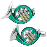 Green horn Cufflinks. Wear your Greenhorn Cufflinks by Tokyo Cufflinks. They also are perfect gifts for groomsmen, friends, and husbands! These Cufflinks are hand made in Japan from high-quality sturdy rhodium. The cufflinks will come in a beautiful cufflink box.