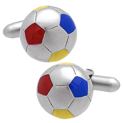 Soccer Ball (color) Cufflinks. Wear your Soccer Ball (color) Cufflinks by Tokyo Cufflinks. They also are perfect gifts for groomsmen, friends, and husbands! These Cufflinks are hand made in Japan from high-quality sturdy rhodium. The cufflinks will come in a beautiful cufflink box.