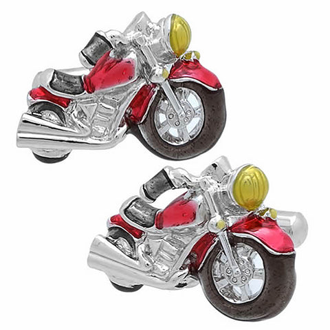 Red Bikes Cufflinks. Wear your Red Bikes Cufflinks by Tokyo Cufflinks. They also are perfect gifts for groomsmen, friends, and husbands! These Cufflinks are hand made in Japan from high-quality sturdy rhodium. The cufflinks will come in a beautiful cufflink box.
