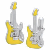 Yellow Electric Guitar Cufflink. Wear your Yellow Electric Guitar Cufflink by Tokyo Cufflinks. They also are perfect gifts for groomsmen, friends, and husbands! These Cufflinks are hand made in Japan from high-quality sturdy rhodium. The cufflinks will come in a beautiful cufflink box.