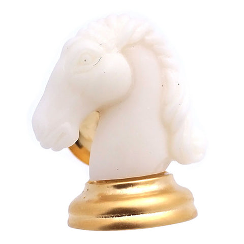 It is a Lapel Pin of white chess piece. Buy Now to get this cute Lapel Pin delivered in a beautiful box. Size: Approximately 5/8" × 3/4" in. Material: Tin alloy / Western white / Rhodium plating / Epoxy resin. Color: Gold, White. Model: P0008