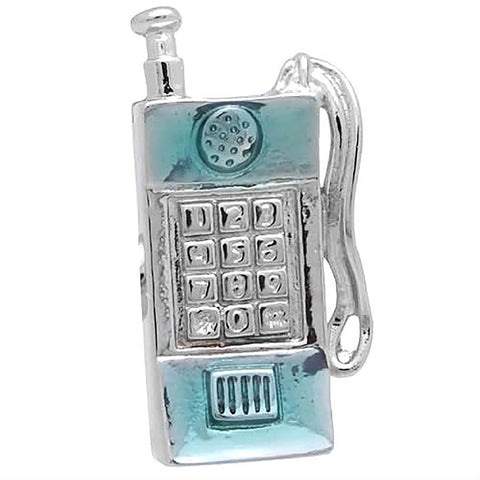 It is a Lapel Pin of a mobile phone. Buy this Lapel Pin on the Website to get delivered in a beautiful box. Size: Approximately 3/8" × 13/16" in. Material: Tin Alloy / Western White / Rhodium Plating / Epoxy resin. Color: Silver & light blue.