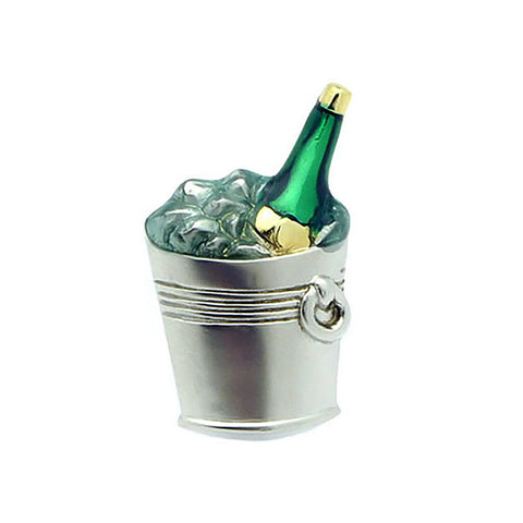 It is a cute Silver Wine Cooler Lapel Pin. Buy this latest cute Lapel Pin Online and get delivered in a beautiful box. Size: Approximately 7/8" × 5/8" in. Material: Tin alloy / Brass / Rhodium plating / Epoxy resin. Color: Silver, Yellow Gold & Light Green. Model: P0030