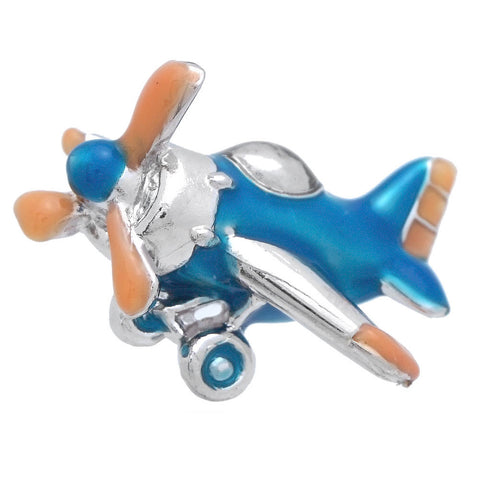 It is a cute Propeller Plane Lapel Pin. Buy Plane Lapel Pin Online and get delivered. Size: Approximately 15/16" x 11/16" inch. Material: Tin alloy / Western white / Rhodium plating / Epoxy resin. Color: Silver, Blue & Brown. Model: P0121