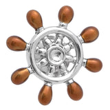 It is a cute Steering Wheel Lapel Pin. Buy this cute Lapel Pin on the website and get delivered in a beautiful box. Size: Approximately 11/16" × 11/16" inch. Material: Tin alloy / Western white / Rhodium plating / Epoxy resin. Color: Silver & Brown. Model: P0149