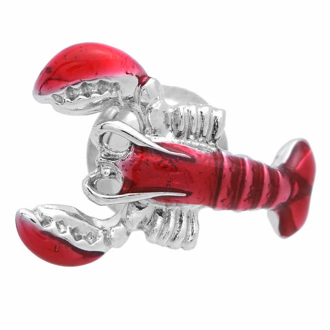 It is a Lapel Pin of lobster. A shiny red color ring shines in lobster. Buy this cute Lobster Lapel Pin on the website and get delivered in a beautiful box. Size: Approximately 3/4" × 1/2" in. Material: Tin alloy / Brass / Rhodium plating / Epoxy resin. Color: Silver & Shine Red. Model: P0185