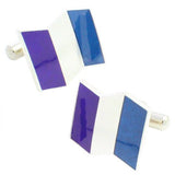 Purple Blue Flag Sterling Silver Cufflinks