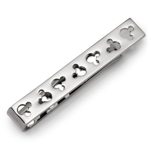 Mickey Mouse Silhouette Cutout Message Silver Tie Bar