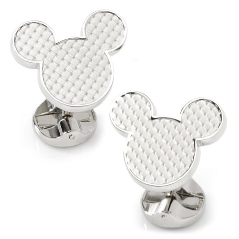 Mickey Mouse Silhouette Basket Weave Cufflinks