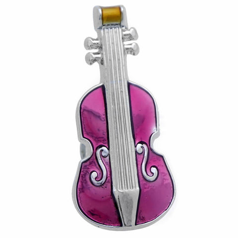 It is a cute Purple Violin Lapel Pin. A cute Lapel Pin for Music Lovers. To get this, place an order on the website. Size: Approximately 1" × 7/16" in. Material: Tin alloy / Western white / Rhodium plating / Epoxy resin. Color: Silver, Purple & Gold Yellow. Model: P0095