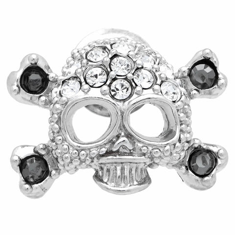 It is a cute Skull Swarovski Dokuro Lapel Pin. Buy this stylish Skull Lapel Pin on the website and get delivered in a beautiful box. Size: Approximately 3/4" x 5/8" inch. Material: Tin alloy / Brass / Swarovski. Color: Silver. Model: P0097
