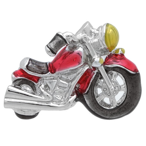 It is a cute Red American Bike Lapel Pin. To get this cute Lapel Pin, place an order on the website. Size: Approximately 5/8" x 7/8" inch. Material: Tin alloy / Western white / Rhodium plating / Epoxy resin. Color: Silver, Yellow, Black & Red. Model: P0124