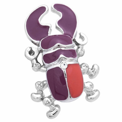 It is a cute Red Stag Beetle Lapel Pin. Size: Approximately 1" x 1/2" inch. Material: Tin alloy / Western white / Rhodium plating / Epoxy resin. Color: Silver, Red & Purple. Model: P0157
