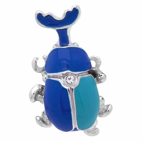 It is a cute Blue Beetle Lapel Pin. Place an order on the website to get this cute Lapel Pin. Size: Approximately 13/16" x 1/2" inch. Material: Tin alloy / Western white / Rhodium plating / Epoxy resin. Color: Silver & Blue. Model: P0158
