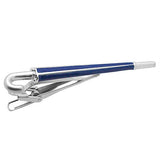 It's a cute Blue Umbrella Tie Clips. Size: Approximately 2 1/2" X 3/8" inch. Material: Tin alloy / Brass / Plating process / Epoxy resin. Color: Silver & Blue. Model: T0009