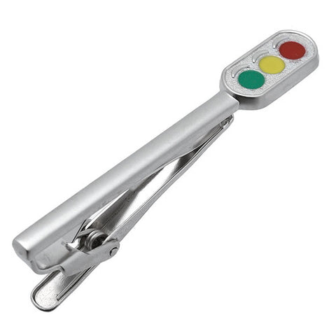 It's a cute Silver Signal Tie Clips. Size: Approximately 2 1/4" X 5/16" inch. Material: Tin alloy / Brass / Plating process / Epoxy resin. Color: Silver, Red, Green & Yellow. Model: T0010
