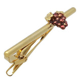 It's a cute Gold Grape Tie Clips. Size: Approximately 2 5/16" X 11/16" inch. Material: Tin alloy / Brass / Plating process / Epoxy resin. Color: Gold, Purple & Yellow. Model: T0019. Order a unique tie bar on the website and get free shipping anywhere in the USA.