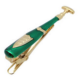 It's a cute Wine Opener Tie Clips. Size: Approximately 2 3/16" X 3/8" inch. Material: Tin alloy / Brass / Plating process / Epoxy resin. Color: Gold, Green. Model: T0021. Place your order on the website and get free shipping anywhere in the USA.