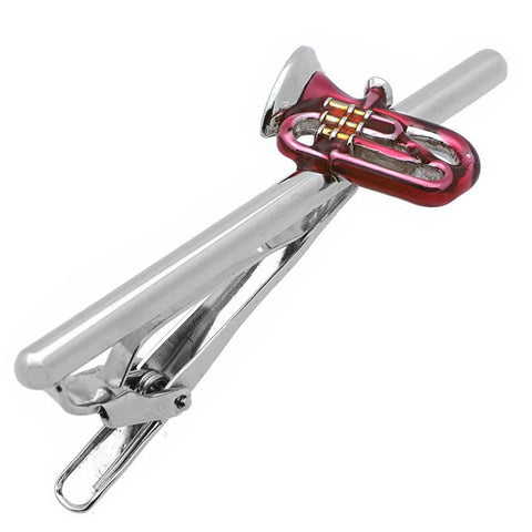 It's a cute Wine Red Tuba Tie Clips. It comes in three different colors and in a beautiful box. This Tie Clip will add another feather in your exclusive collection. Size: Approximately 2 5/16" X 7/8" inch. Material: Tin alloy / Brass / Plating process / Epoxy resin. Color: Silver, Red & Yellow. Model: T0050